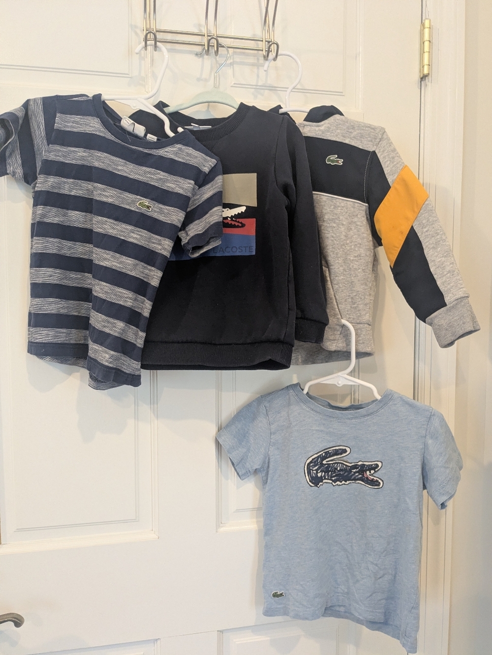 Boys Size 4T Lacoste Navy, Light Blue & Gray Tee and Sweatshirt Bundle